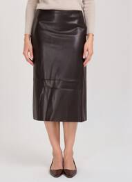 Jupe mi-longue fermeture zip latéral marron MARIA BELLENTANI femme
