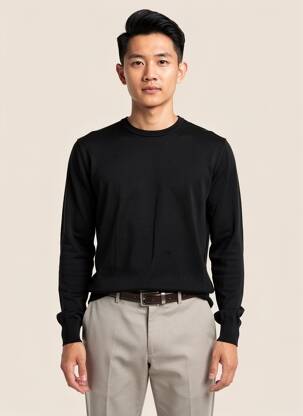 Pull col rond manches longues noir TOM TAILOR homme