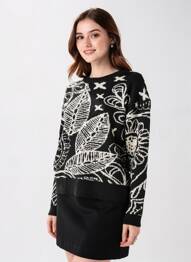 Pull col rond manches longues noir LES TROPEZIENNES PAR M.BELARBI femme