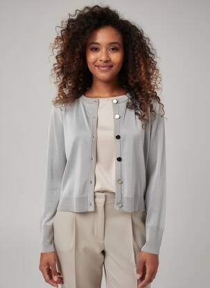 Gilet manches longues resserrée sur le bas gris KAFFE femme