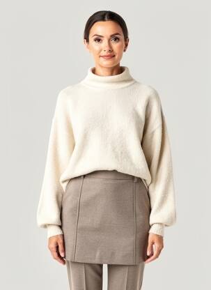 Pull col roulé resserrée sur le bas manches longues beige GARCIA femme