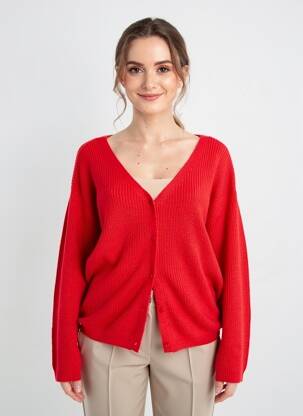 Gilet manches longues stretch rouge C'EST BEAU LA VIE femme