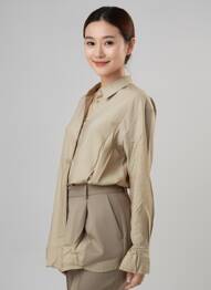 Chemisier coupe fluide manches longues beige CREAM femme