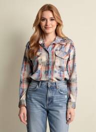 Chemisier coupe droite manches longues bleu JOHANNA PARIS femme