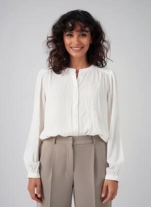Chemisier tissage crêpe manches longues beige GARCIA femme