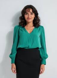 Blouse manches longues manches longues vert GARCIA femme