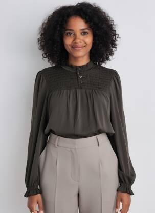 Blouse manches longues manches longues noir GARCIA femme