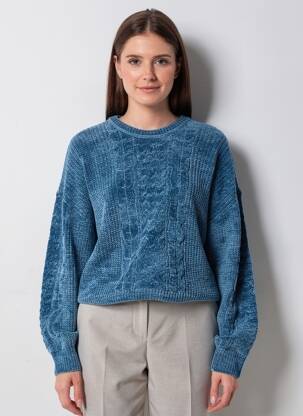 Pull resserrée sur le bas manches longues bleu TIFFOSI femme