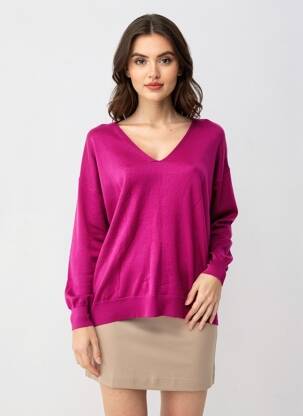 Pull col v manches longues rose COMPAÑIA FANTASTICA femme