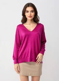 Pull col v manches longues rose COMPAÑIA FANTASTICA femme