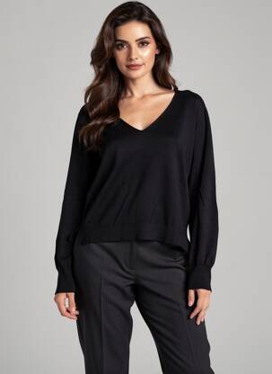 Pull col v manches longues noir DESIRES femme