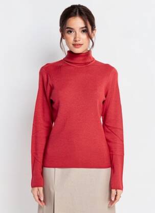 Pull col roulé tissage côtelé manches longues orange TIFFOSI femme