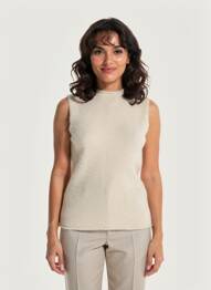 Pull coupe cintrée sans manche beige GARCIA femme