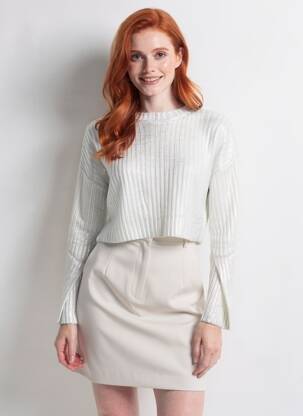 Pull coupe cintrée manches longues argent TIFFOSI femme