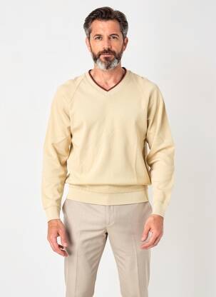 Pull col v manches longues beige BERAC homme