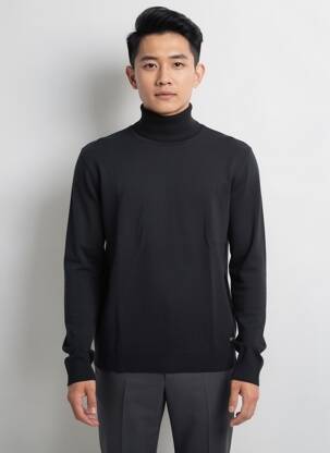 Pull col roulé coupe cintrée manches longues noir REPLAY homme
