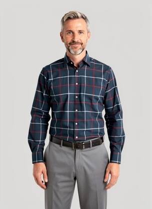 Chemise manches longues imprimé carreaux bleu BEN GREEN homme
