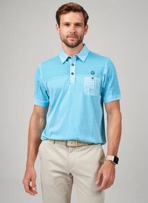 Polo coupe cintrée manches courtes bleu MONTE CARLO homme