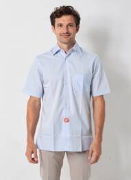 Chemise manches courtes coupe cintrée bleu OLYMP homme