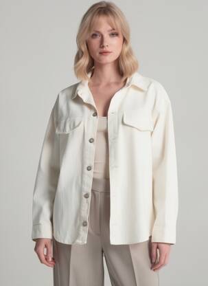 Veste casual col chemisier beige SENES femme