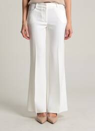 Pantalon flare fermeture zippée sous rabat avec crochet taille normale blanc BARBARA BUI femme