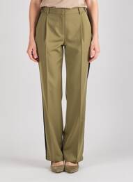 Pantalon droit fermeture zippée sous rabat avec crochet taille normale vert BARBARA BUI femme