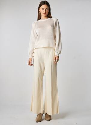 Pantalon large fermeture zip latéral taille normale beige MARELLA femme