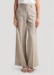 Pantalon large fermeture zippée sous rabat avec crochet taille normale marron MARELLA femme