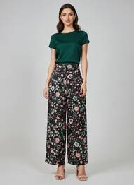 Pantalon large tissage popeline taille normale noir MIMI LIBERTÉ femme