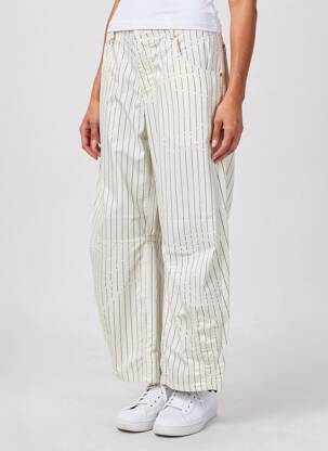 Pantalon large tissage popeline taille normale blanc HIGH femme