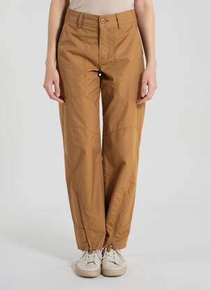 Pantalon droit tissage popeline taille normale marron HIGH femme