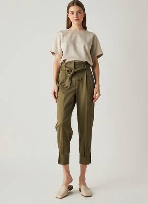 Pantalon 7/8 stretch taille normale vert MAX MARA femme