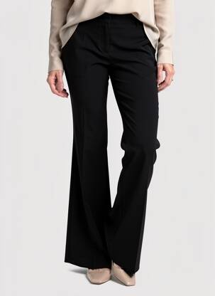 Pantalon flare fermeture zippée sous rabat avec crochet taille haute noir MAX MARA femme