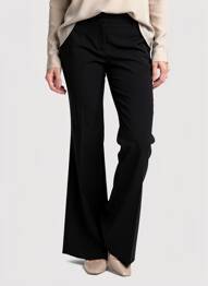 Pantalon flare fermeture zippée sous rabat avec crochet taille haute noir MAX MARA femme