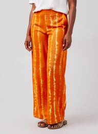 Pantalon large fermeture zip latéral taille haute orange LIVIANA CONTI femme