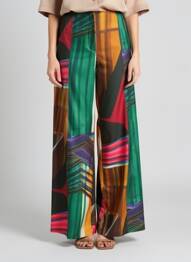 Pantalon large tissage popeline taille haute vert LIVIANA CONTI femme