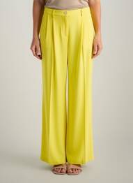 Pantalon large fermeture zippée sous rabat boutonné taille haute jaune LIVIANA CONTI femme
