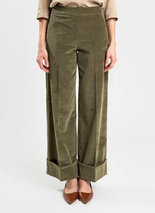 Pantalon large taille à pinces taille haute vert D.EXTERIOR femme