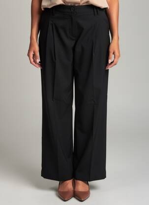 Pantalon droit tissage crêpe taille haute noir HIGH femme
