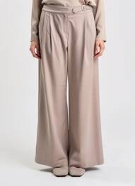 Pantalon large taille à pinces taille haute marron D.EXTERIOR femme
