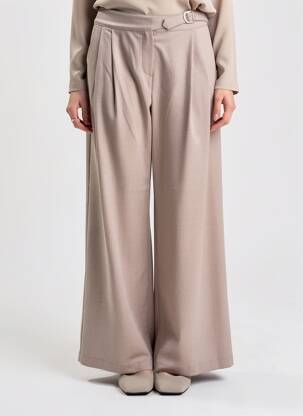 Pantalon large taille à pinces taille haute marron D.EXTERIOR femme