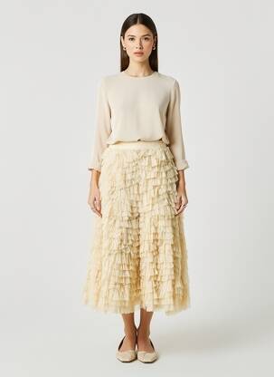 Jupe longue fermeture zippée au dos beige DOLCE & GABBANA femme