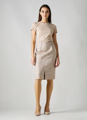 Jupe mi-longue taille à pinces beige PAULE KA femme
