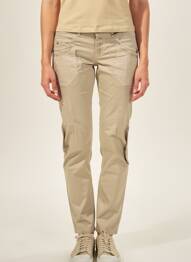 Pantalon slim taille basse taille basse beige HIGH femme