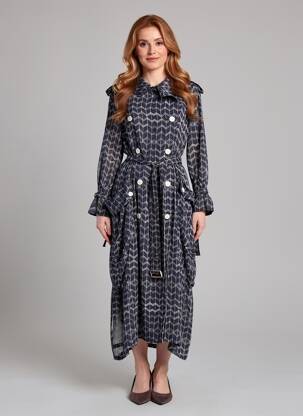 Robe longue manches longues manches longues bleu HIGH femme