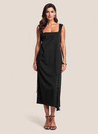 Robe mi-longue sans manche sans manche noir SPORTMAX femme