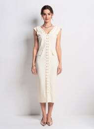 Robe mi-longue sans manche sans manche beige CHIARA BONI femme