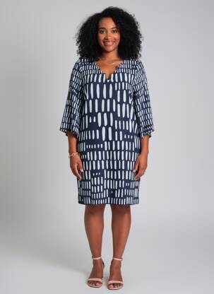 Robe courte manches 3/4 manches 3/4 bleu CAROLINE BISS femme