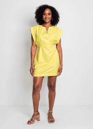 Robe courte manches courtes manches courtes jaune LIVIANA CONTI femme