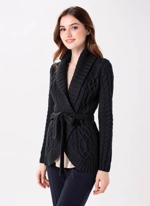 Gilet manches longues col châle noir RALPH LAUREN femme